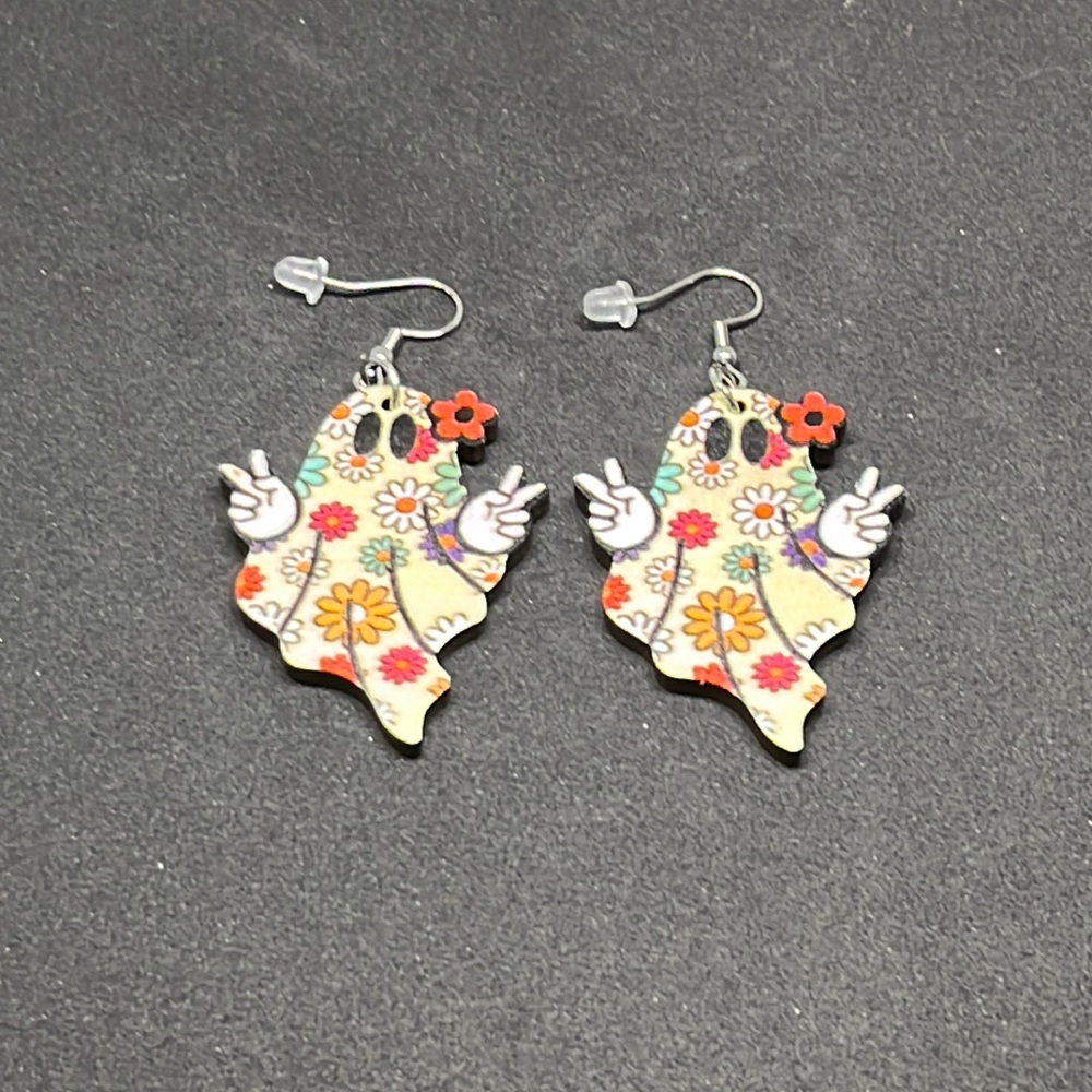Earrings Floral Ghost Halloween‎